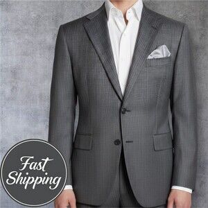 Hickey Freeman Men's Blazer Sport Coat Two Button Suit Jacket 42L Gray Wool